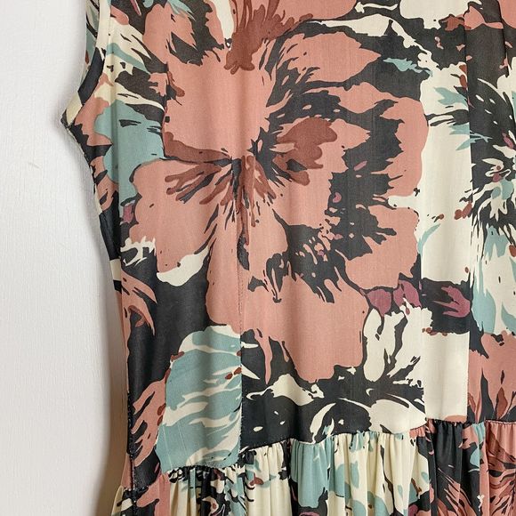 Vintage 70s Abstract Floral Maxi - Picture 5 of 7